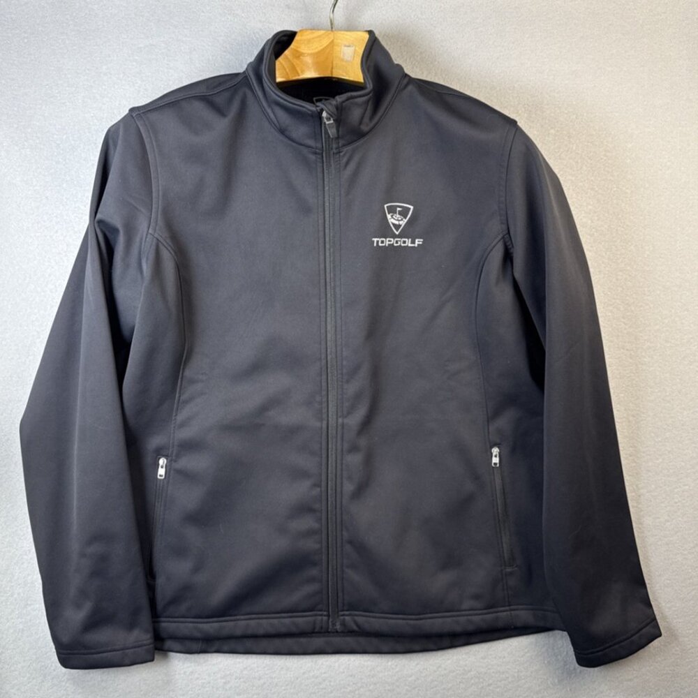 Top Golf Full Zip Softshell Jacket Women Size XL Black Full Zip Fleece Lined EUC